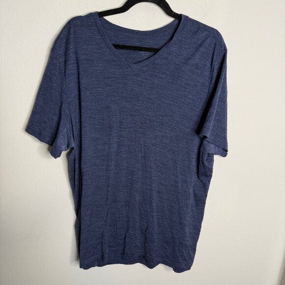 Icebreaker Men's Blue Anatomica Merino Wool Short Sleeve V Neck Shirt - Size 2XL - Picture 1 of 7